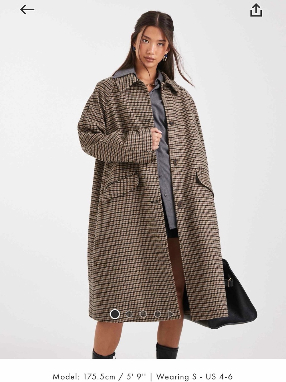 ASOS Brown Houndstooth Oversized Trench Coat